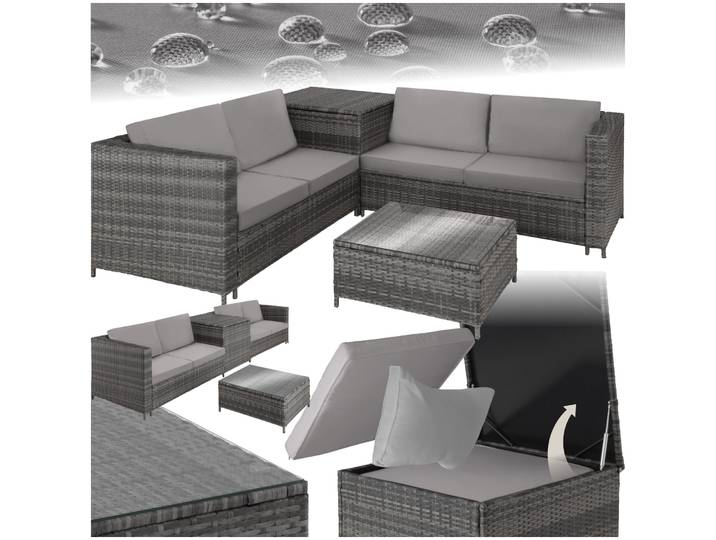 Rattan Lounge Siena - grau/hellgrau