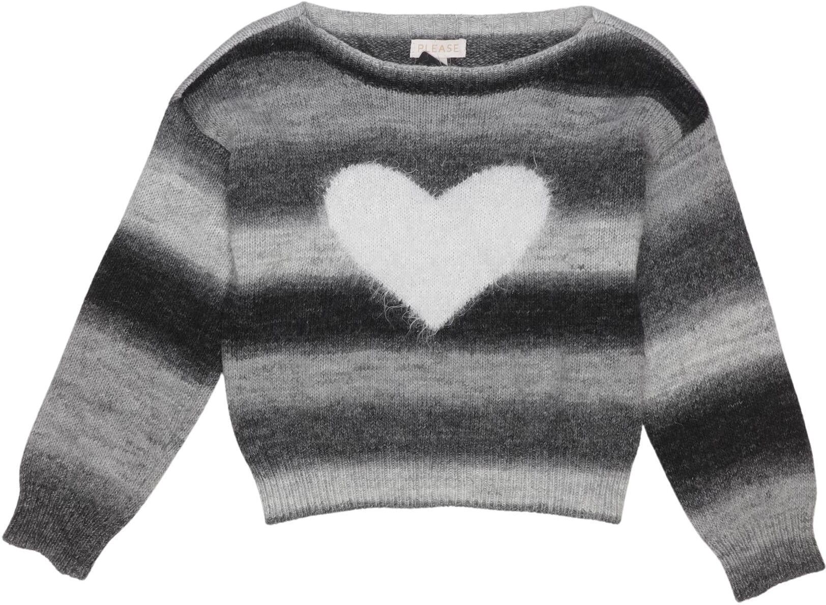 Please Mädchen Pullover, Grau, Gr. EU 140, Synthetik / Wolle - Second Hand