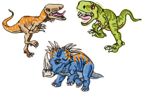 buttinette Applikationen "Dinosaurier", Größe: 5–7 cm, Inhalt: 3 Stück