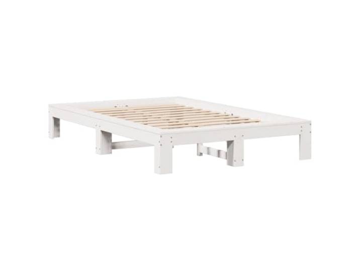 KTHLBRH Bett weiß 120 x 190 cm Massivholz Kiefer Lattenrost, Lattenrost, robuste Struktur, stabile Füße, für Schlafzimmer