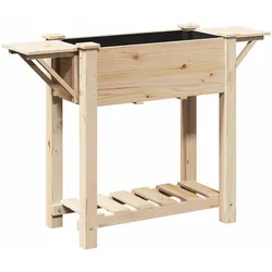 Helloshop26 - Gartenpflanzkasten mit minimalistischem Regal 111 x 37 x 76 cm funktional und schick aus beigefarbenem Tannenholz