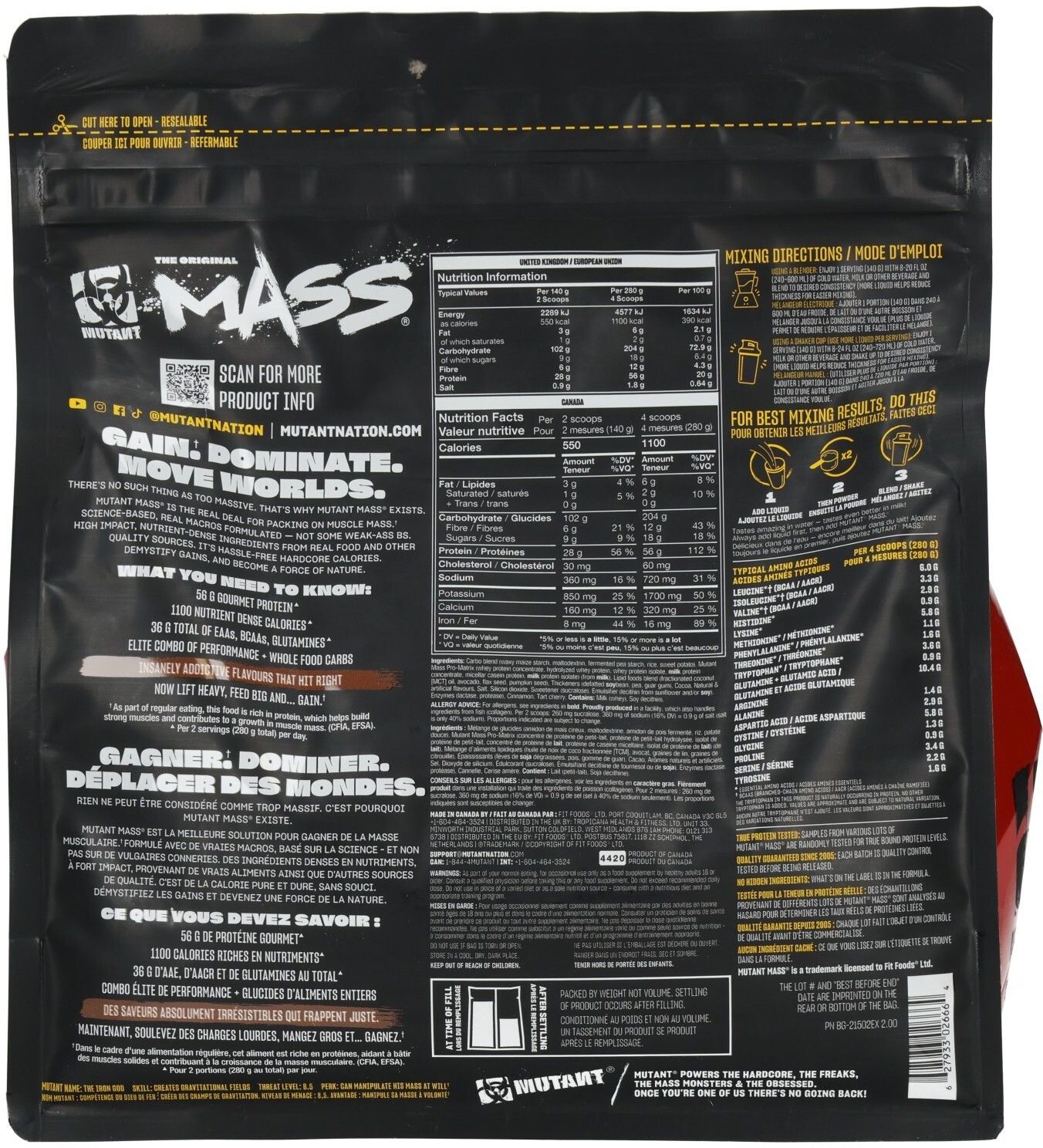 Mutant Mass (2270g) Triple Chocolate 2270 g Pulver