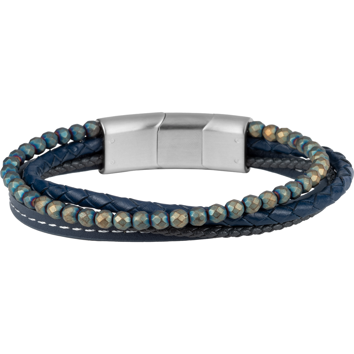 Jacques Lemans Lederarmband mit Hematite