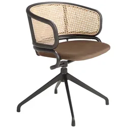 AC ANGEL CERDA Angel Cerdá  Drehsessel aus braunem Samt und Rattan 4129C