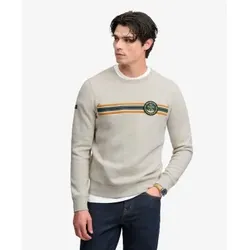 Superdry für Herren. M2014569A Outdoor Stripe Logo Sweatshirt Beige (M), Lässig, Baumwolle