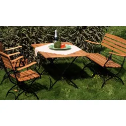 Holz Biergarten Bank Premium 114 cm – Gartenbank aus Robinie & Stahl – elegante Holzbank – ideale Balkonbank für den Garten
