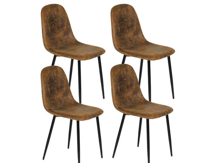ESSZIMMERSTUHL 4er-Set Lederoptik & Metallbeine