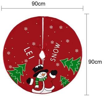 Inspired Finds Festive Christmas Tree Skirt 35.43in Or 23.62in Cartoon Tree Base Cover For Holiday Xmas Home Decor snowman Lei Snow 35.43in