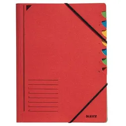 Leitz Ordnungsmappe DIN A4 Rot Karton Mit 7 Fächern 24,5 x 32 cm