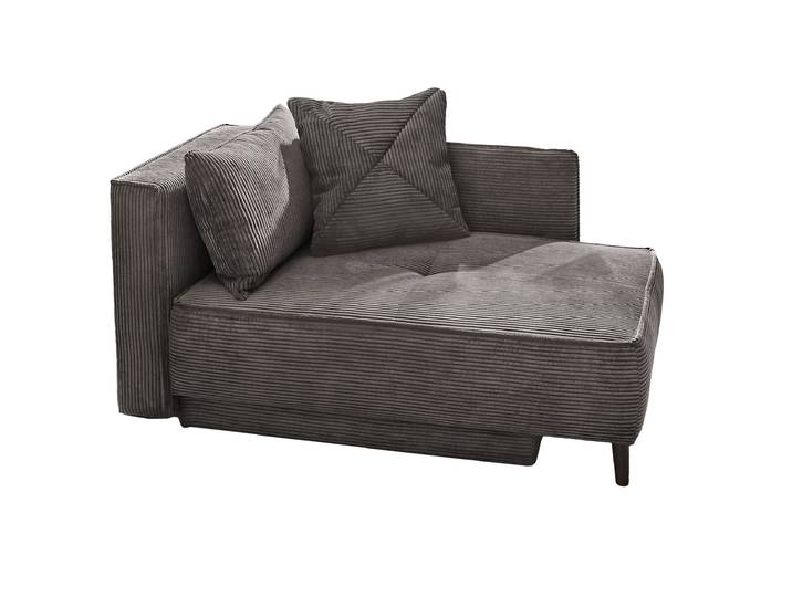 Einzelsofa Cord 155 cm Recamiere mit Schlaffunktion grau - REX