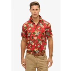 Superdry für Herren. M4010947A Hawaii-Hemd rot (L), Lässig, Modal, Kurzarm