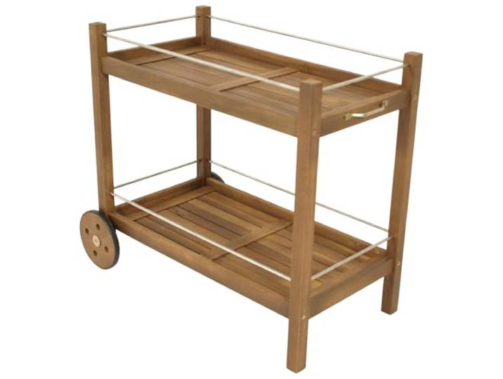 DEGAMO Barwagen Servierwagen Cape Town 92x84x83cm, Zwei Ebenen, Holz Akazie braun geölt, Outdoor
