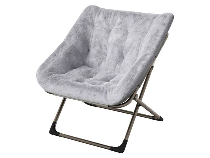 Fauteuil Lounge Pliable – Grand Confort Assise Moelleuse Forme Saucer-Gris
