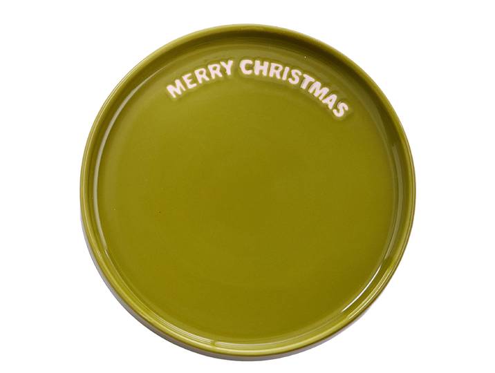 Teller MERRY CHRISTMAS Ø 15cm Grün/Grün