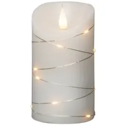 Konstsmide 1834-190 LED Echtwachskerze weiß 3D-Flamme silberfarbener Draht