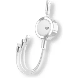 EKO 3 in 1 Micro-USB/Lightning/USB-C auf USB-A 3A 480MBps 1,2m einziehbares Kabel (1.20 m), USB Kabel