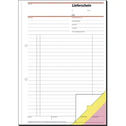 Sigel Lieferschein A4 hoch mit Empfangsschein 1. 2. und 3. Blatt bedruckt selbstdurchschreibend 3x40 Blatt