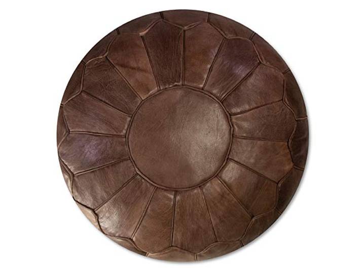 Poufs&Pillows Premium XL Echtleder Pouf - Handgefertigt - gefüllt geliefert - Ottoman Sitzsack Fußhocker (Schokolade)