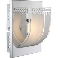 Wandlampe Wandleuchte Nachtlicht Schlafzimmerlampe Kristalllampe Kristallleuchte, Glas Kristalle klar satiniert, 1x LED 3W 300Lm warmweiß, DxH 16x9cm