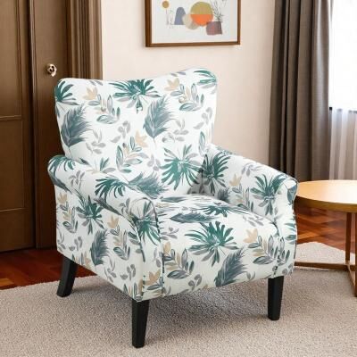 "28.5"" Polyester Mid-Century Modern Wingback Accent Chair with Sturdy Wood Legs and High-Back Padded Club Design"