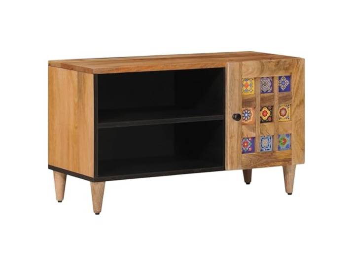 KFPOERTFGD TV-Schrank aus Mangoholz, Lowboard mit Tür, 80 x 33 x 46 cm Massivholz-Konstruktion, Minimalistisches Design, Vielseitig einsetzbar