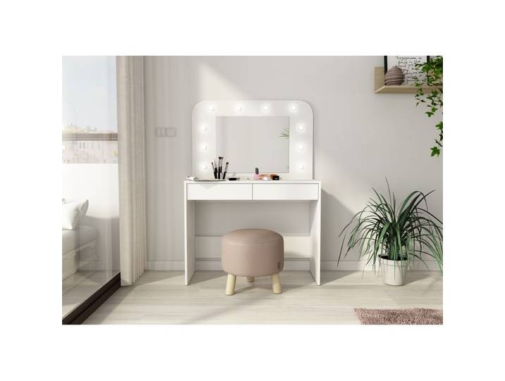 Coiffeuse multi rangements HOLLYWOOD Blanc