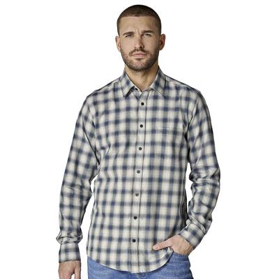 Flanellhemd CASAMODA "CASAMODA Flanellhemd kariert", Herren, Gr. L, Normalgrößen, beige, 100% Baumwolle, kariert, lässig geschnitten, Hemden