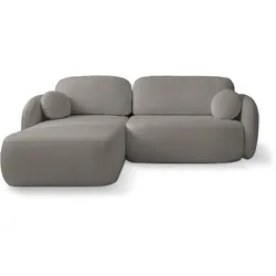 ECKSOFA AMICO L-S Grau Geflochtener Stoff mit Schlaffunktion