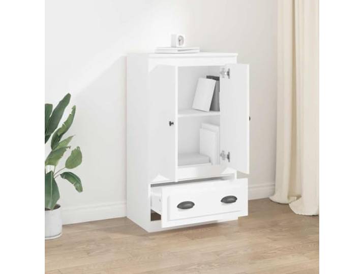 KTHLBRH Anrichte weiß 60 x 35,5 x 103,5 cm Holz mehrschichtig Großer Stauraum, minimalistisches Design, kippsicher, Wandbefestigung, für Wohnzimmer