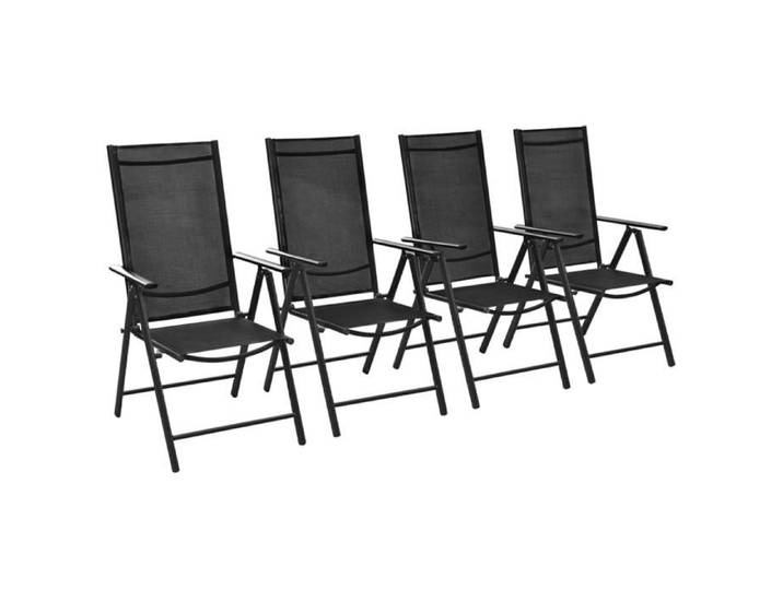 Bonne qualité - Chaises pliables de jardin lot de 4 Aluminium et textilène Noir LVL3564
