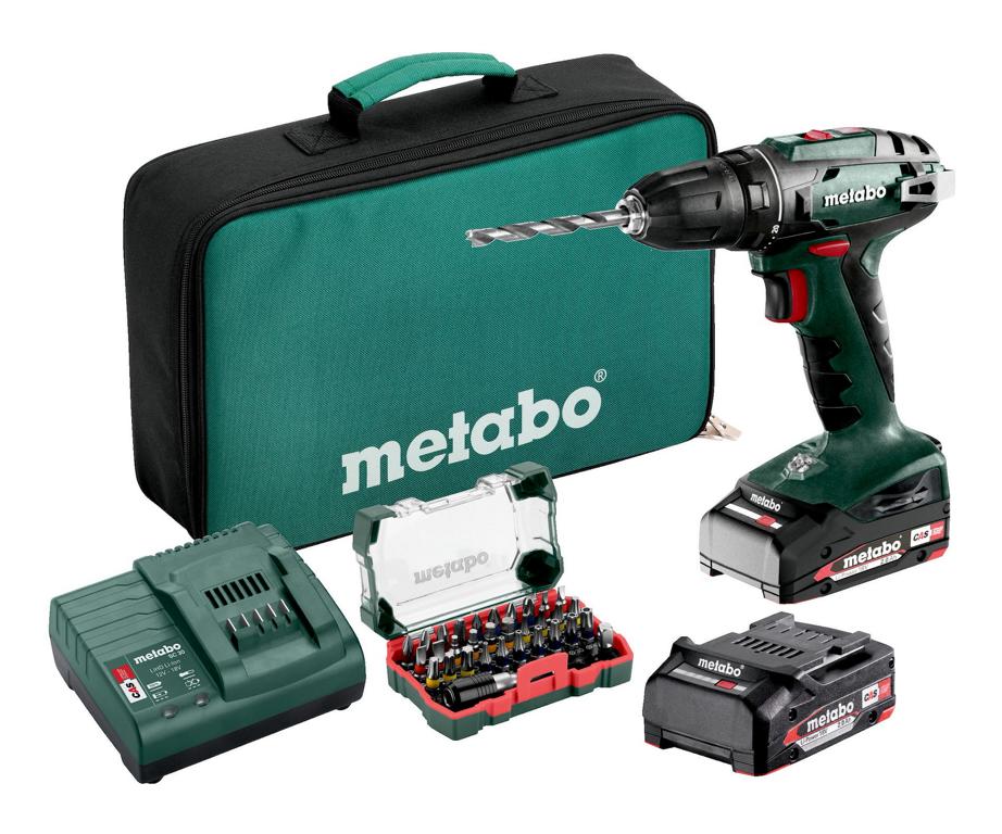 METABOWERKEG Akku-Bohrschrauber BS 18, 18 V Ladegerät, 2. Akku, Bitsatz 16936162