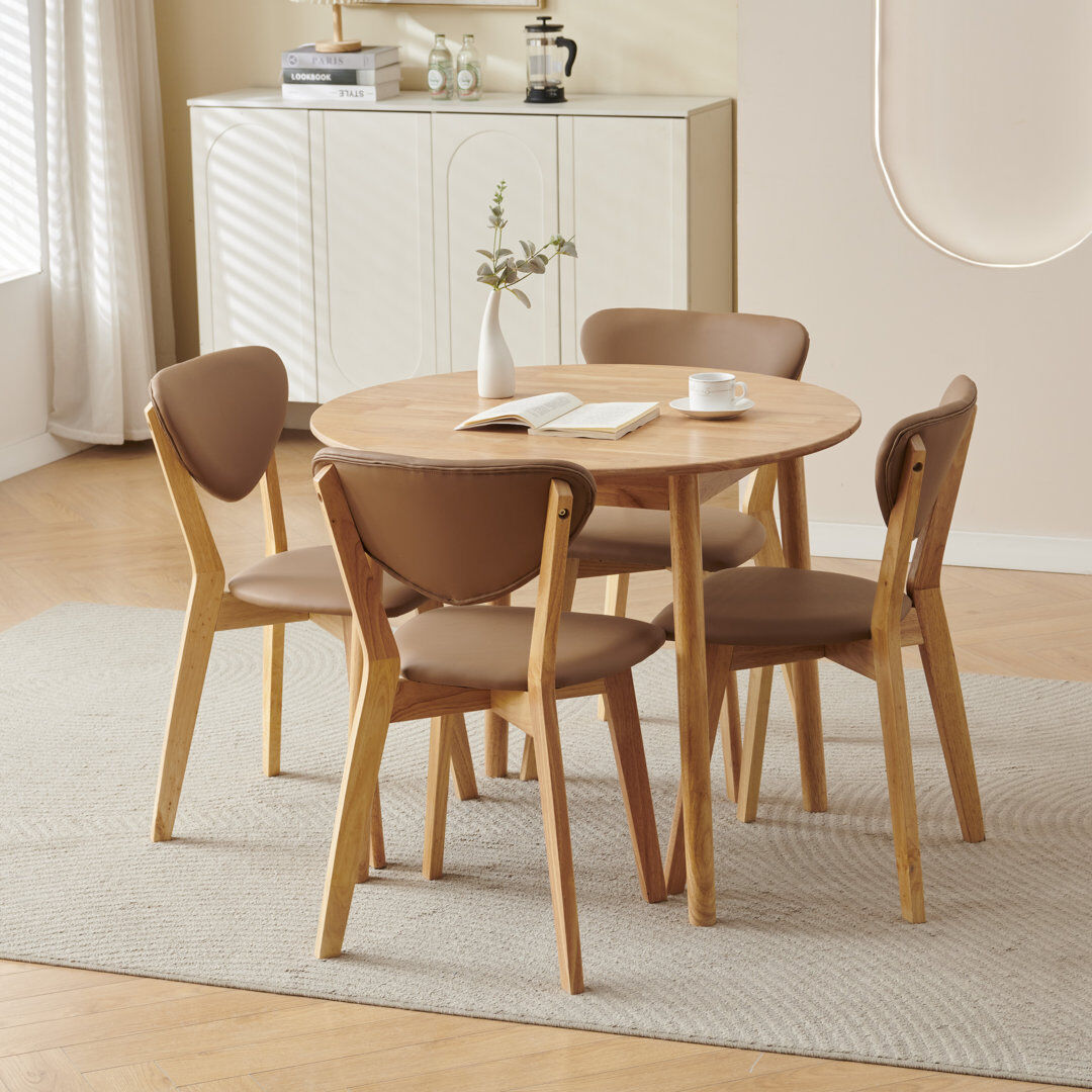 Brambly Cottage 5 -Person Solid Wood Dining Set Brown