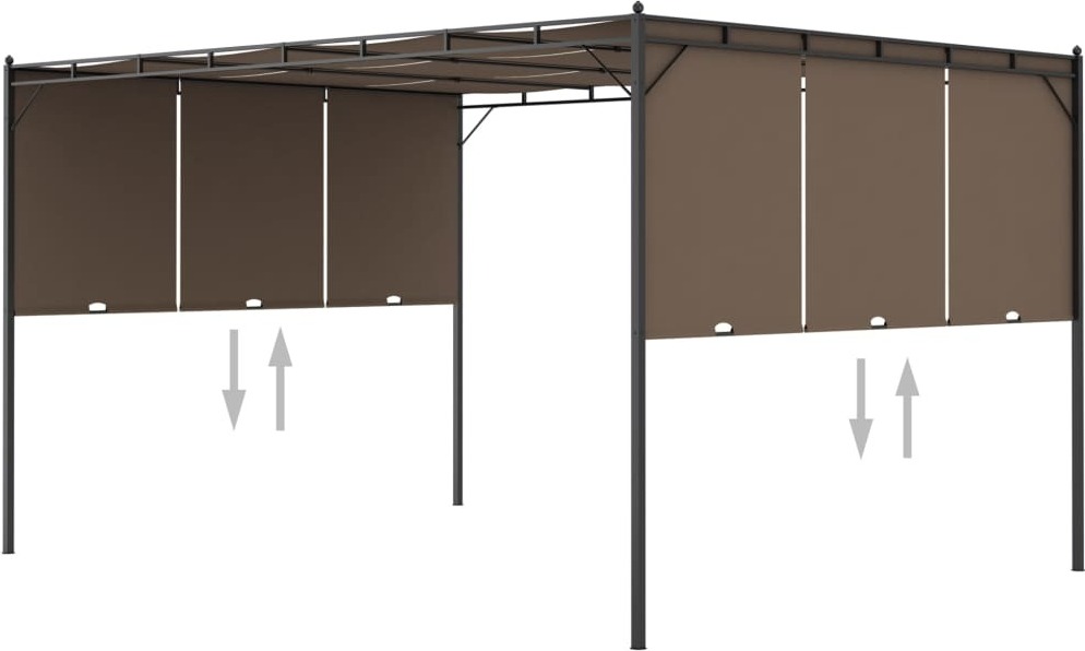 The Living Store Gartenpavillon mit Seitenvorhang 4x3x2,25 m Taupe