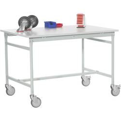 Manuflex BB4031.7035 Beistelltisch BASIS mobil mit Melamin-Tischplatte in Lichtgrau RAL 7035, BxTxH: 1250 x 600 x 850 mm Lichtgrau (RAL 7035)