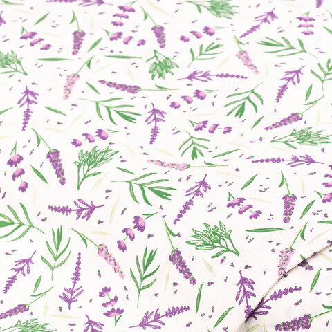 Baumwollstoff Lavendel "Lena", weiß-color