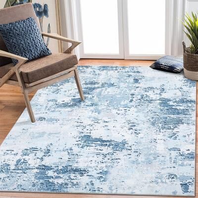 Garvee Modern Mottled Ink Abstract Area Rug