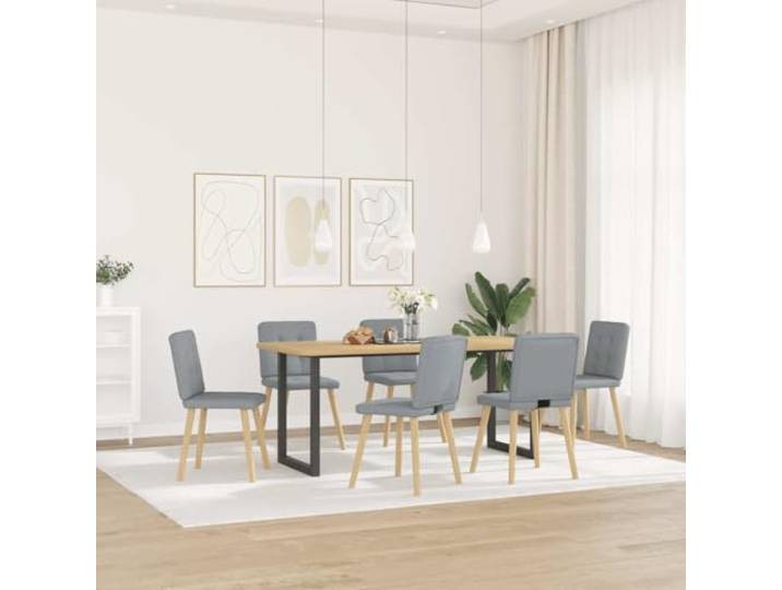 HKLGBVCR Esszimmerstühle, hellgrau, aus Stoff, 6 Stück Weiches Polyester, Rahmen aus Metall und Holz, dicker Schaumstoff, Esszimmer, Wohnzimmer, Gästezimmer
