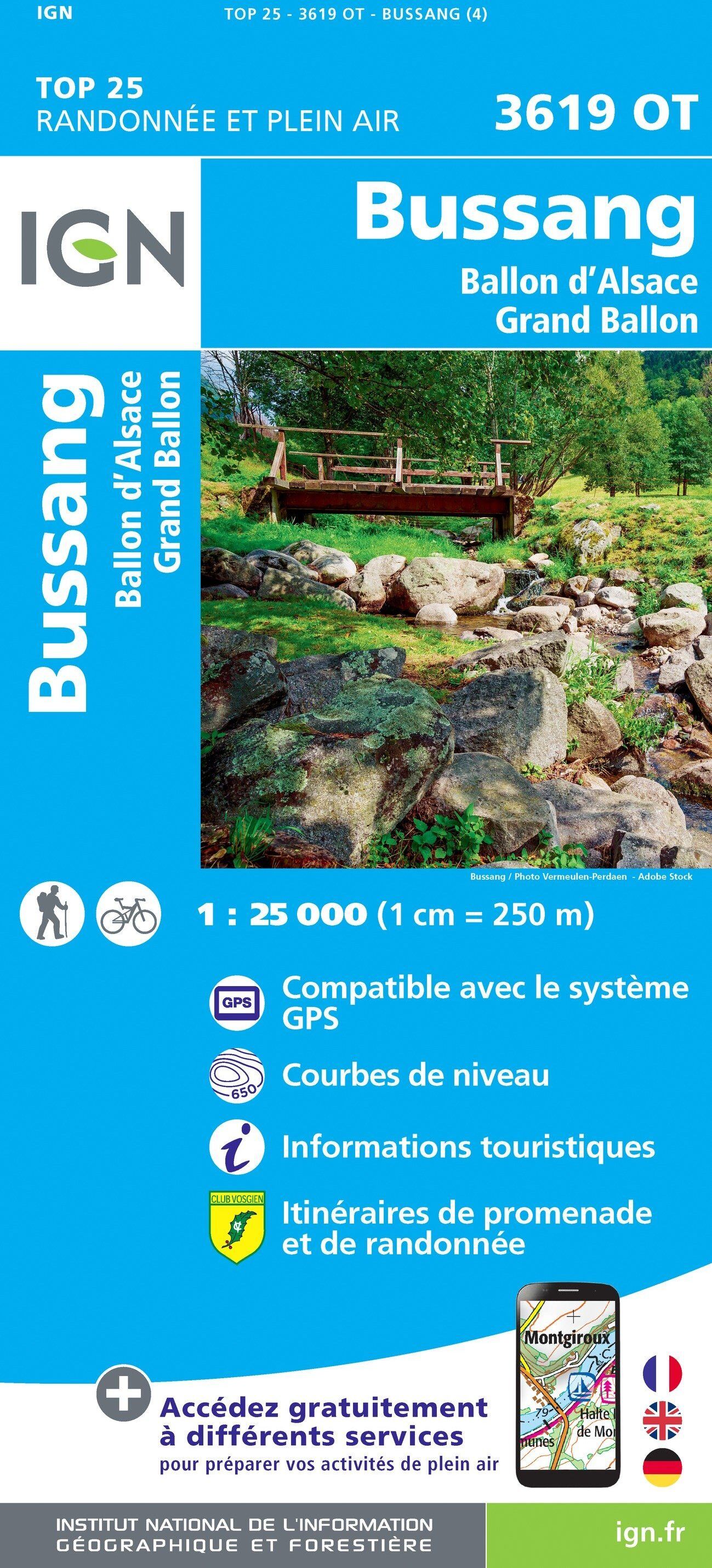 Carte de randonnée IGN TOP 25 n° 3619 OT- Bussang, Ballon d'Alsace, Grand Ballon