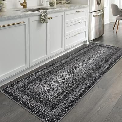 Garvee Modern Gradient Bordered Braided Print Area Rug