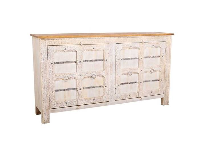 Buffet en bois blanc 190x45x105h Beige Rectangle