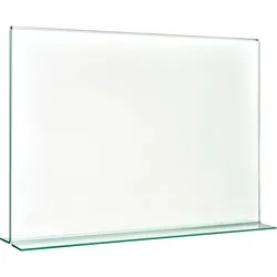 T-Aufsteller mit Glasoptik, PMMA (Acryl), transparent A4  | Querformat, Acryl (PMMA)