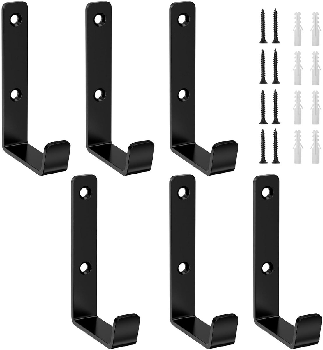TOVBMUP Wandhaak 4-pack - Zwarte J-vormige universele wandhaak voor grote items