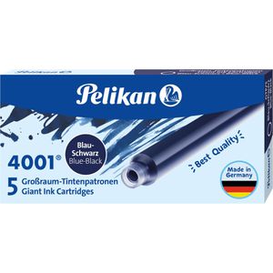 Pelikan Füllerpatronen 4001 GTP5, blau-schwarz, Großraumpatronen, 5 Stück