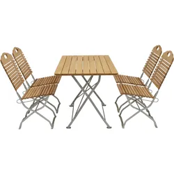 Kurgarten - Garnitur BAD TÖLZ 5-teilig (4x Stuhl, 1x Tisch 70x110cm), Flachstahl verzinkt + Robinie, klappbar