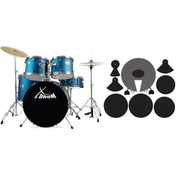 XDrum Semi 22" Standard Schlagzeug Satin Blue Sparkle Set + Dämpfer