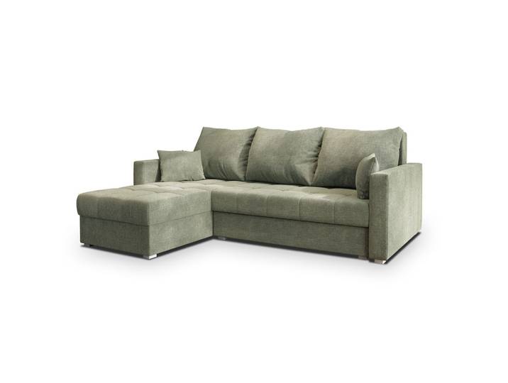 ECKSOFA NIDA Grün Geflochtener Stoff mit Schlaffunktion