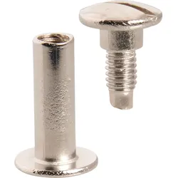 100 Buchschrauben, vernickelt Hülse glatt, Schraube geschlitzt | 19 mm, Metall, silber