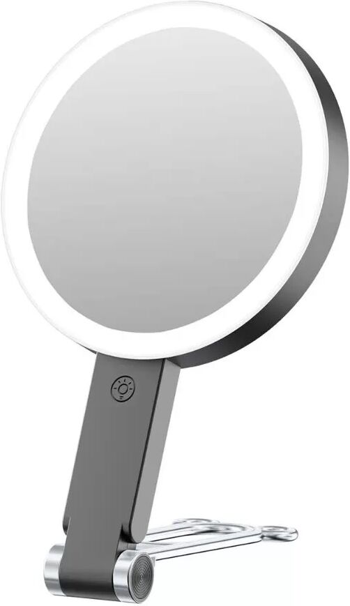 INF LED Schminkspiegel mit Bärenständer - 10x Vergrößerung, Wiederaufladbar Schwarz