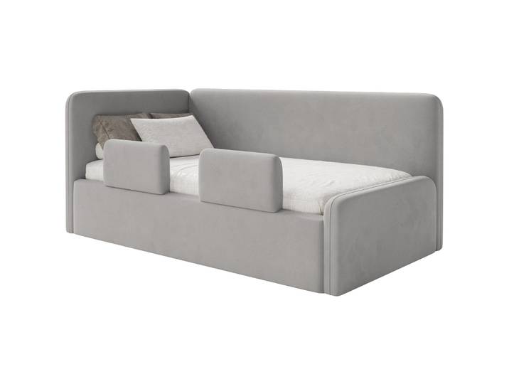 Jugendbett 120x200 cm Fanklo linksseitig mit Matratze, Stauraum