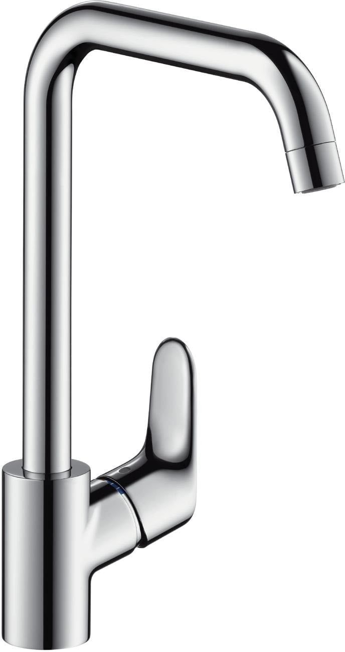 Hansgrohe Focus spoelbakmengkraan met draaibare uitloop, roestvrijstalen look